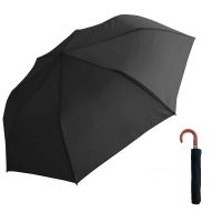 Automaric Folding Umbrella With Wooden Crook Handle Guy Laroche 8109 Black