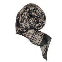 Women's Silk Scarf Printed Grey - Black