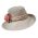 Summer Hand Made Linen Hat With Wide Stripped Ribbon And Pink Flower