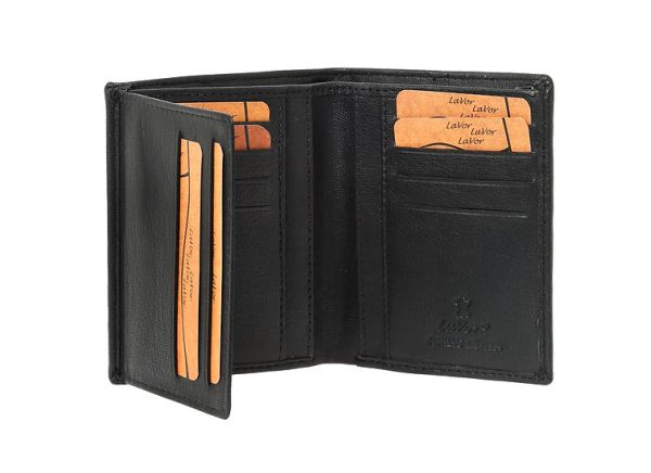 Men's Leather Vertical  Wallet  LaVor 2118 Black