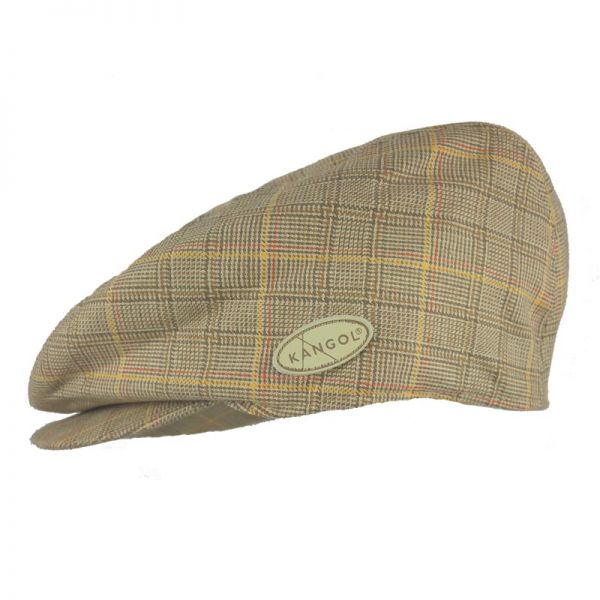Καπέλο τραγιάσκα καλοκαιρινό μπεζ καρό Kangol Check Hudson Cap, δεξιά όψη
