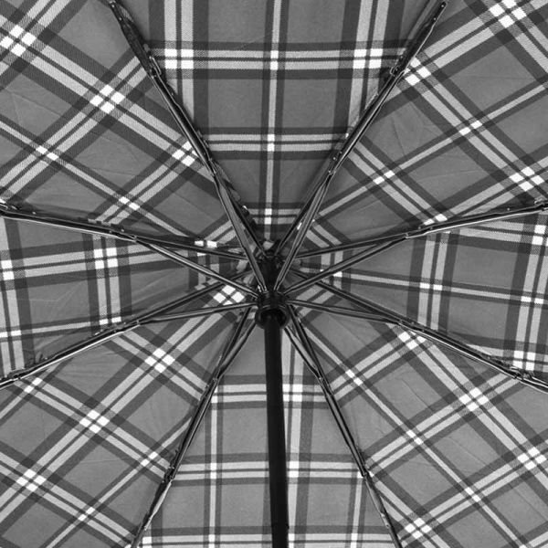 Ομπρέλα συνοδείας σπαστή καρό γκρι αυτόματο άνοιγμα - κλείσιμο Ferré‎ Big Folding Umbrella Check Grey, λεπτομέρεια, μπανέλες
