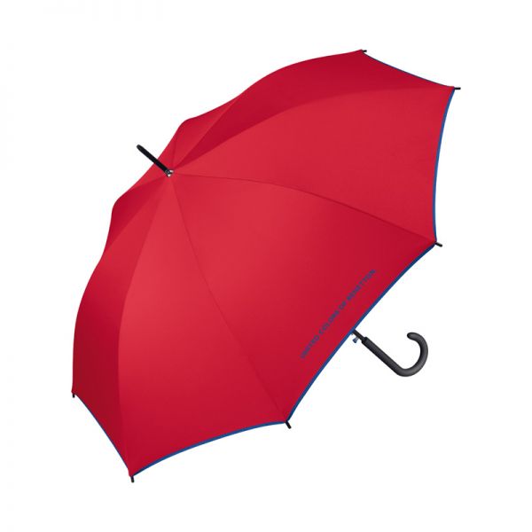Ομπρέλα μεγάλη αυτόματη κόκκινη με ρέλι United Colors of Benetton Long Stick Umbrella Red.
