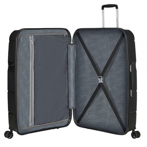 Βαλίτσα σκληρή μεγάλη με τέσσερεις ρόδες μαύρη American Tourister Linex Hard Luggage Spinner 76cm Black