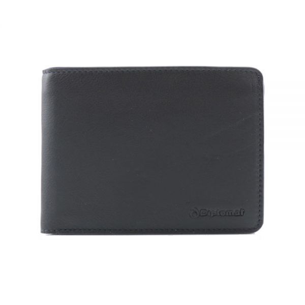 Leather Horizontal Wallet Diplomat MN 411 Black / Blue