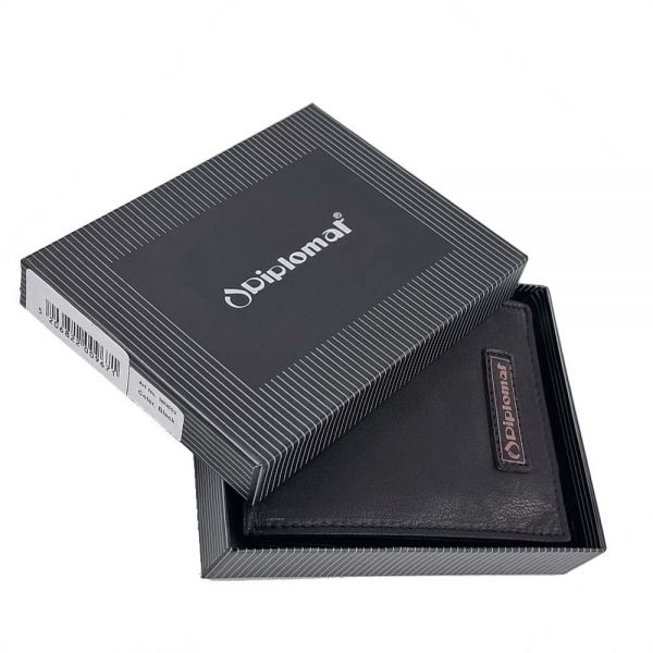 Πορτοφόλι δερμάτινο ανδρικό οριζόντιο μαύρο Diplomat MN 602 Black