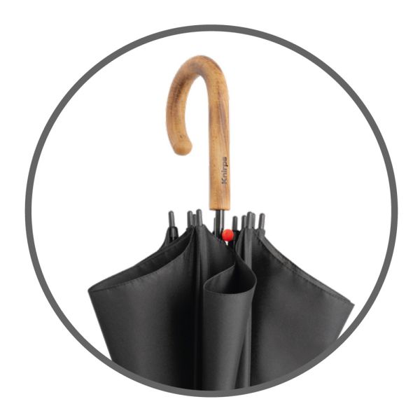 Ομπρέλα μεγάλη αυτόματη μαύρη με ξύλινη λαβή Knirps A.771 Stick Long AC Black