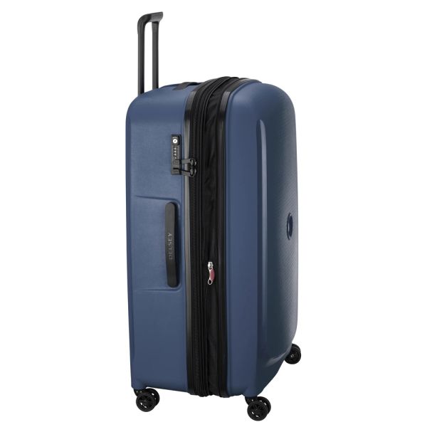 Extra Large Hard Luggage 4 Wheels Delsey Belmont Plus Expandable Dark Blue